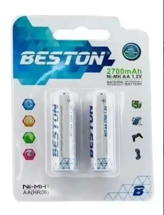 Baterias Beston 2700 Mah Aa Recargable X2 1.2v Original