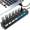 Multipuertos Usb 2.0 Interruptor Individual Led 7 Puerto Hub