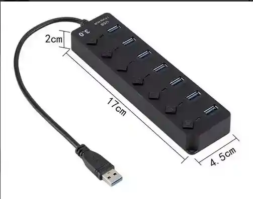 Hub / Switch Usb 3.0 - 7 Puertos Interruptor On / Off 5 Gbps