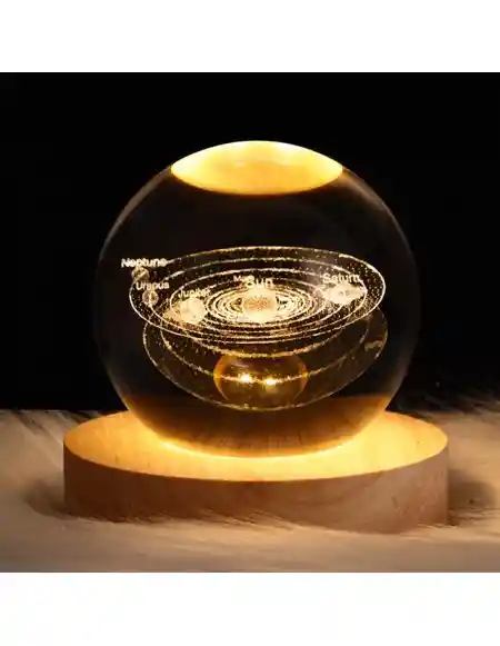 Lámpara Cristal 3d Esfera Flotante De Sistema Solar