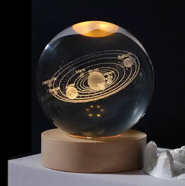 Lámpara Cristal 3d Esfera Flotante De Sistema Solar