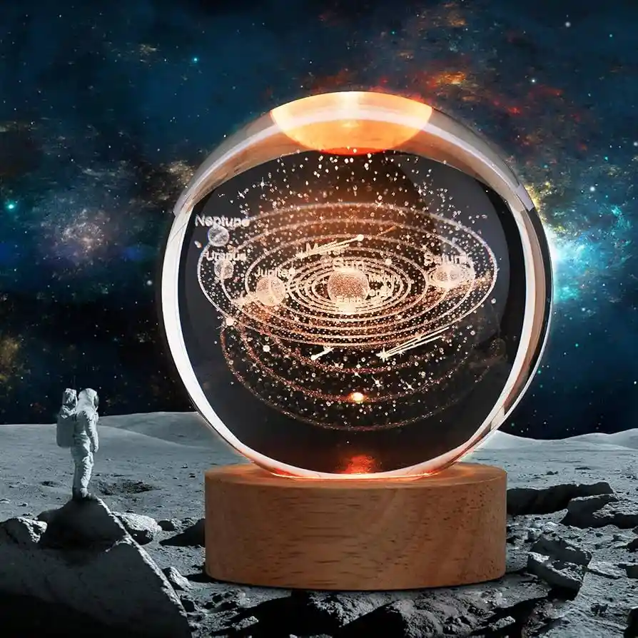 Lámpara Cristal 3d Esfera Flotante De Sistema Solar