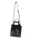 Bolso Transparente Mediano Negro Vinilo Y Cuero Mini Bolso Interno