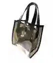 Bolso Transparente Mediano Negro Vinilo Y Cuero Mini Bolso Interno