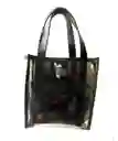 Bolso Transparente Mediano Negro Vinilo Y Cuero Mini Bolso Interno