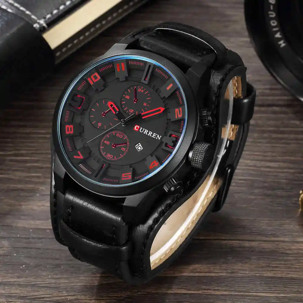 Reloj Curren 8225 En Cuero Negro