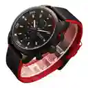 Reloj Curren 8250 Cuarzo Correa De Cuero Negro Rojo