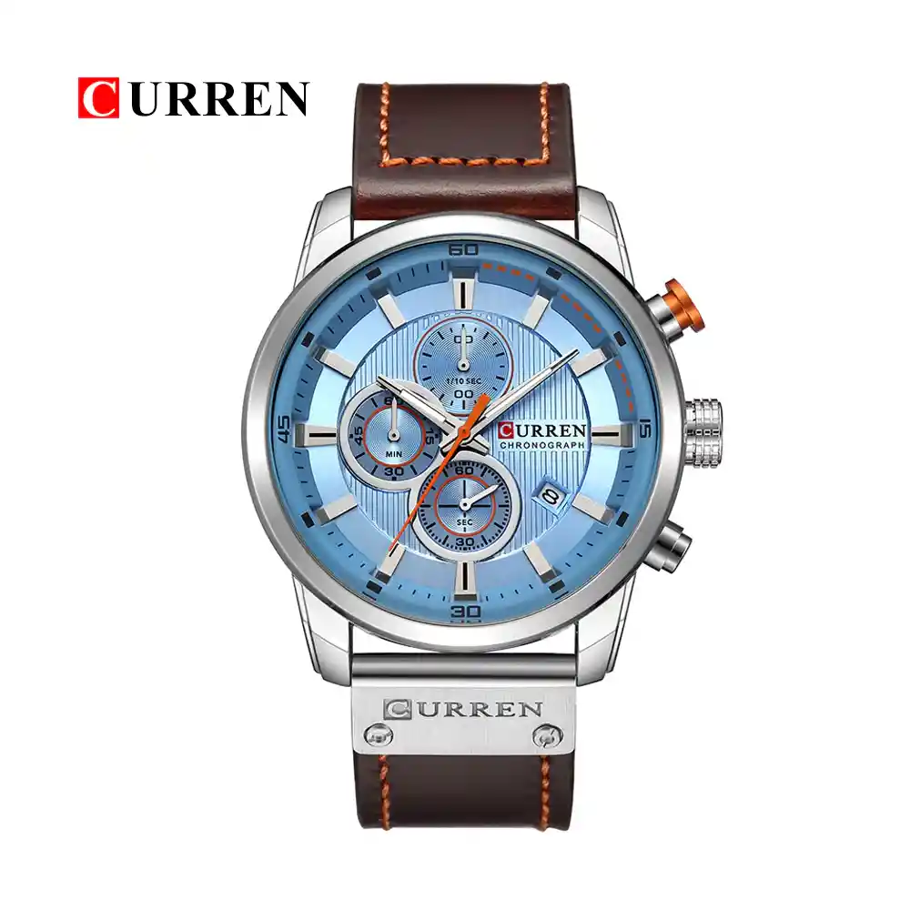 Reloj Curren 8291 Cuarzo Correa De Cuero Café Celeste