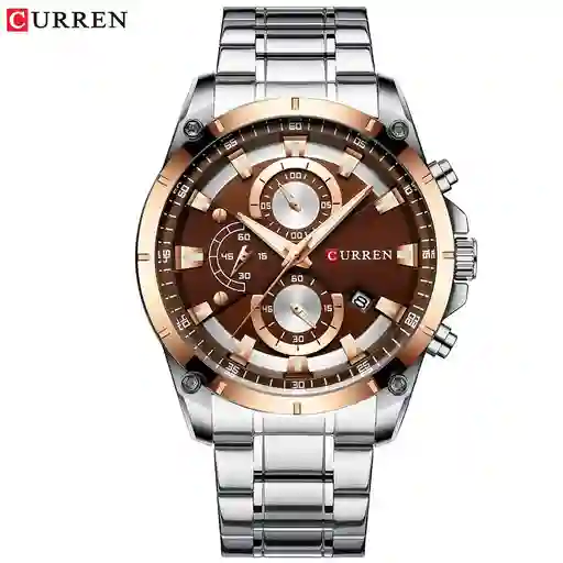 Reloj Curren 8360 Cuarzo Acero Inoxidable Plateado Café