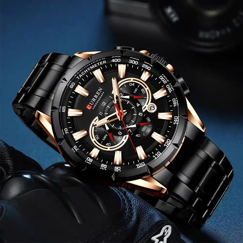 Reloj Curren 8363 Cuarzo Acero Inoxidable Negro