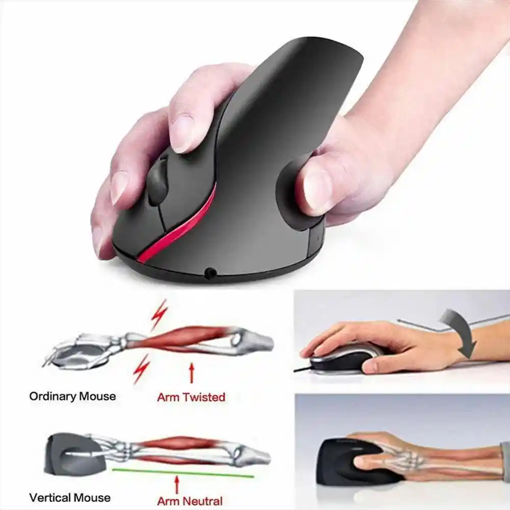 Mouse Ergonómico Vertical Óptico Usb Con Cable 5d