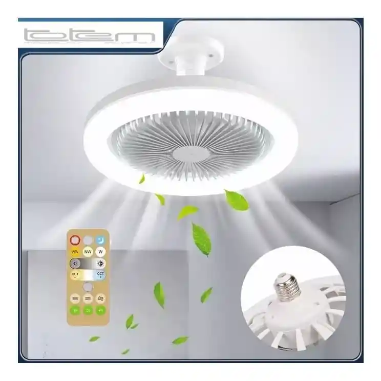 Lámpara Con Ventilador Inteligente Y Control Remoto, Color De Luz Blanca Fría