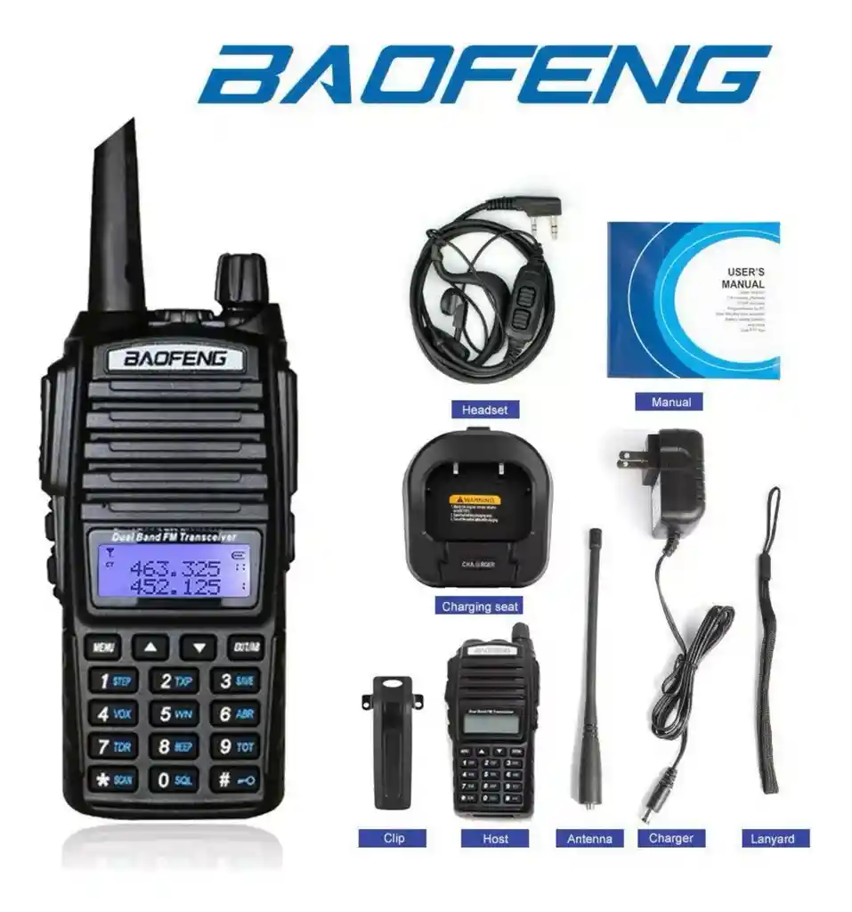 Radio Portatil Baofeng Uv-82 Dual Banda Uhf/vhf Pantalla 1 Unidad