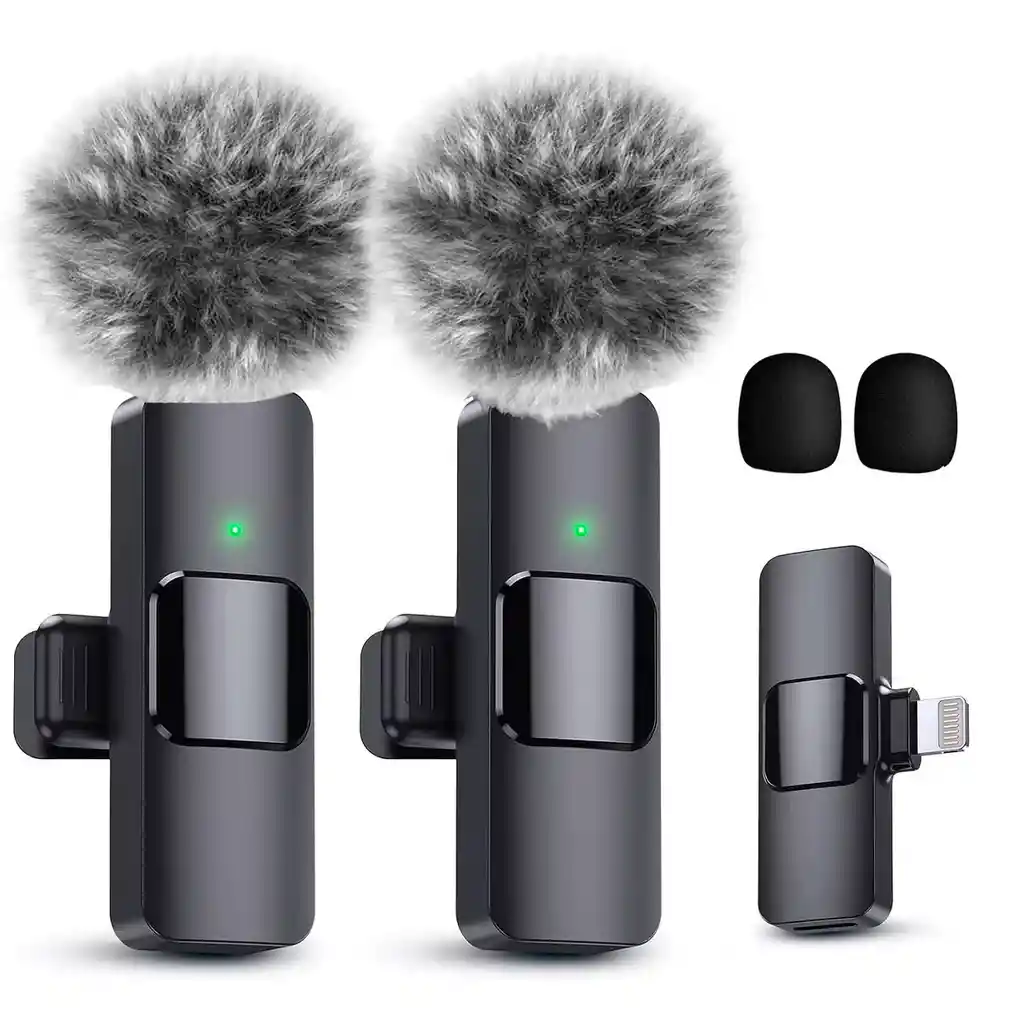 Micrófono De Solapa Inalámbrico Para Celular Iphone Con Cancelacion Ruido K9pro Negro
