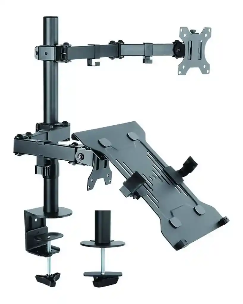 Soporte Para Tv Brazo 345 Soporte Doble Para 1 Pc Portátil Y 1 Monitor Color Negro