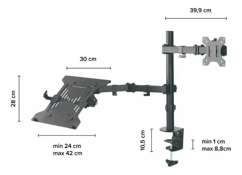 Soporte Para Tv Brazo 345 Soporte Doble Para 1 Pc Portátil Y 1 Monitor Color Negro