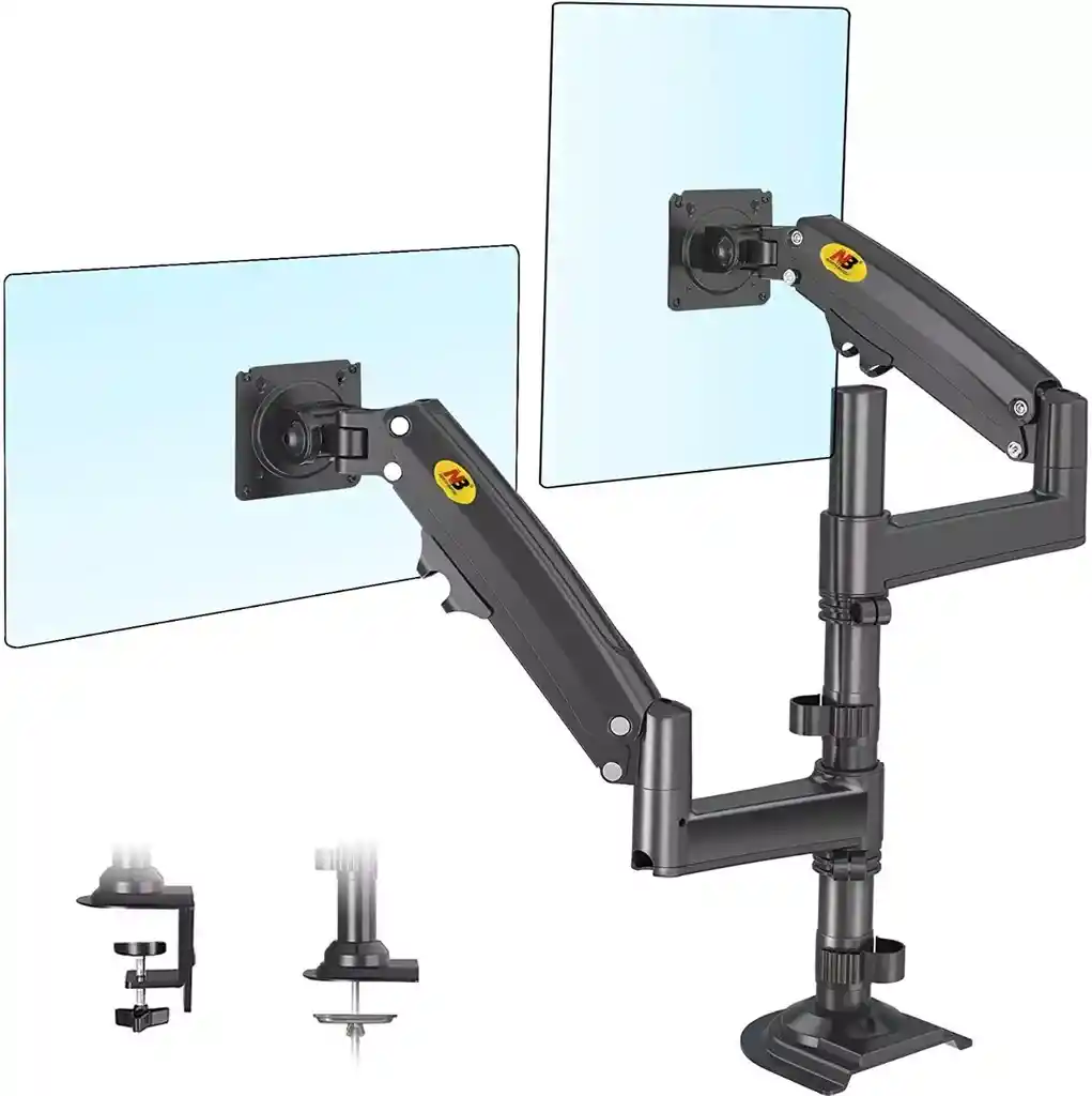 Soporte Brazo Monitor North Bayou H180 Para 2 Pantallas Lcd Led Escritorio Color Gris Oscuro