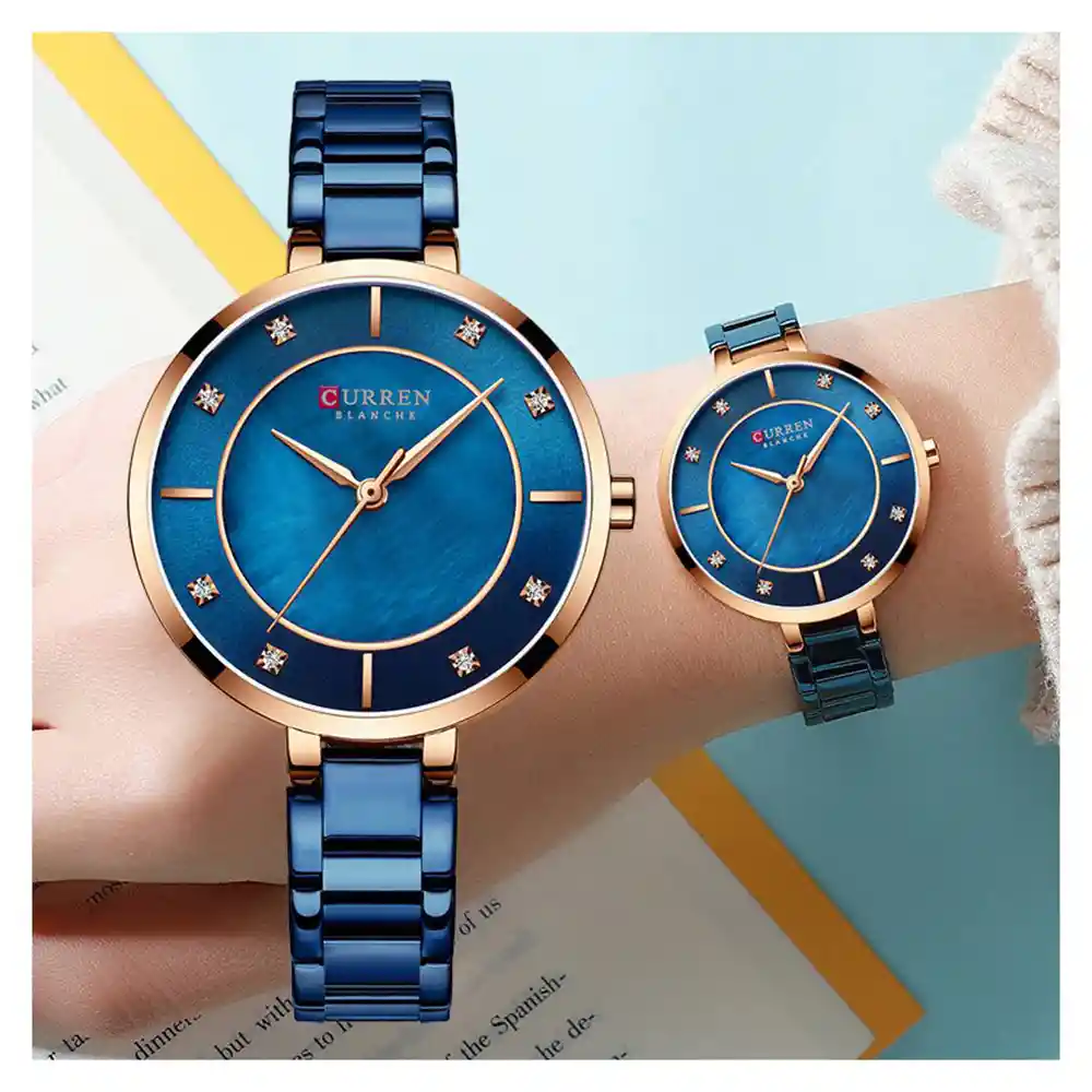 Reloj Curren 9051 Para Mujer En Acero Inoxidable Azul