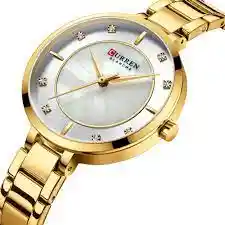 Reloj Curren 9051 Para Mujer En Acero Inoxidable Dorado Plateado