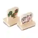 Set Didáctico Sellos De Madera Con Animales De Granja Niños