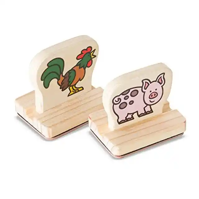 Set Didáctico Sellos De Madera Con Animales De Granja Niños