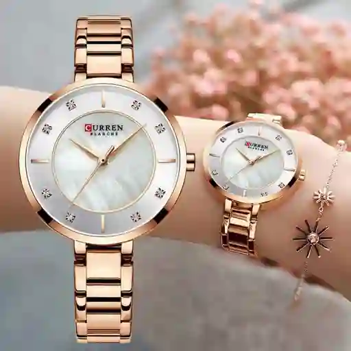 Reloj Curren 9051 Para Mujer En Acero Inoxidable Oro Plateado