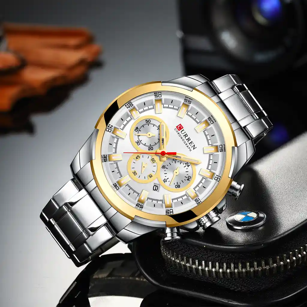 Reloj Curren 8361 Cuarzo Acero Inoxidable Plateado Blanco