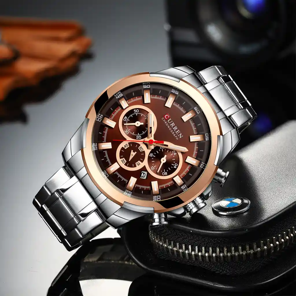Reloj Curren 8361 Cuarzo Acero Inoxidable Plateado Café