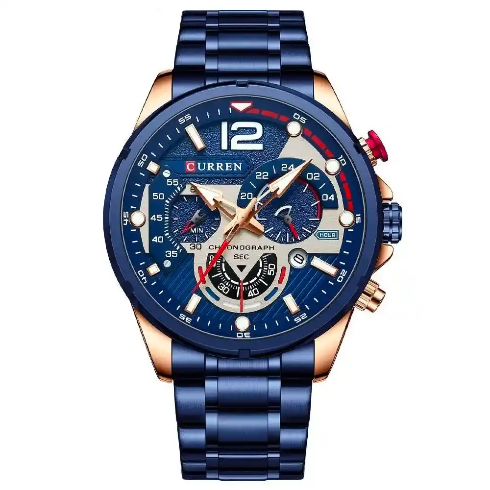 Reloj Curren 8395 Cronografos Acero Inoxidable Azul