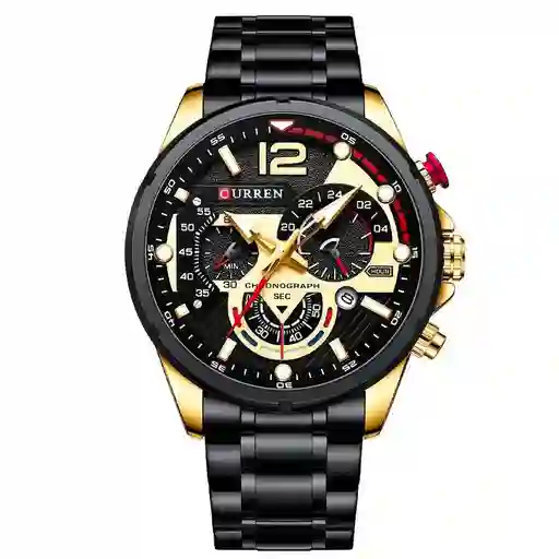 Reloj Curren 8395 Cronografos Acero Inoxidable Negro Dorado