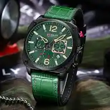 Reloj Curren 8398 Clásico Cuarzo Cuero Verde