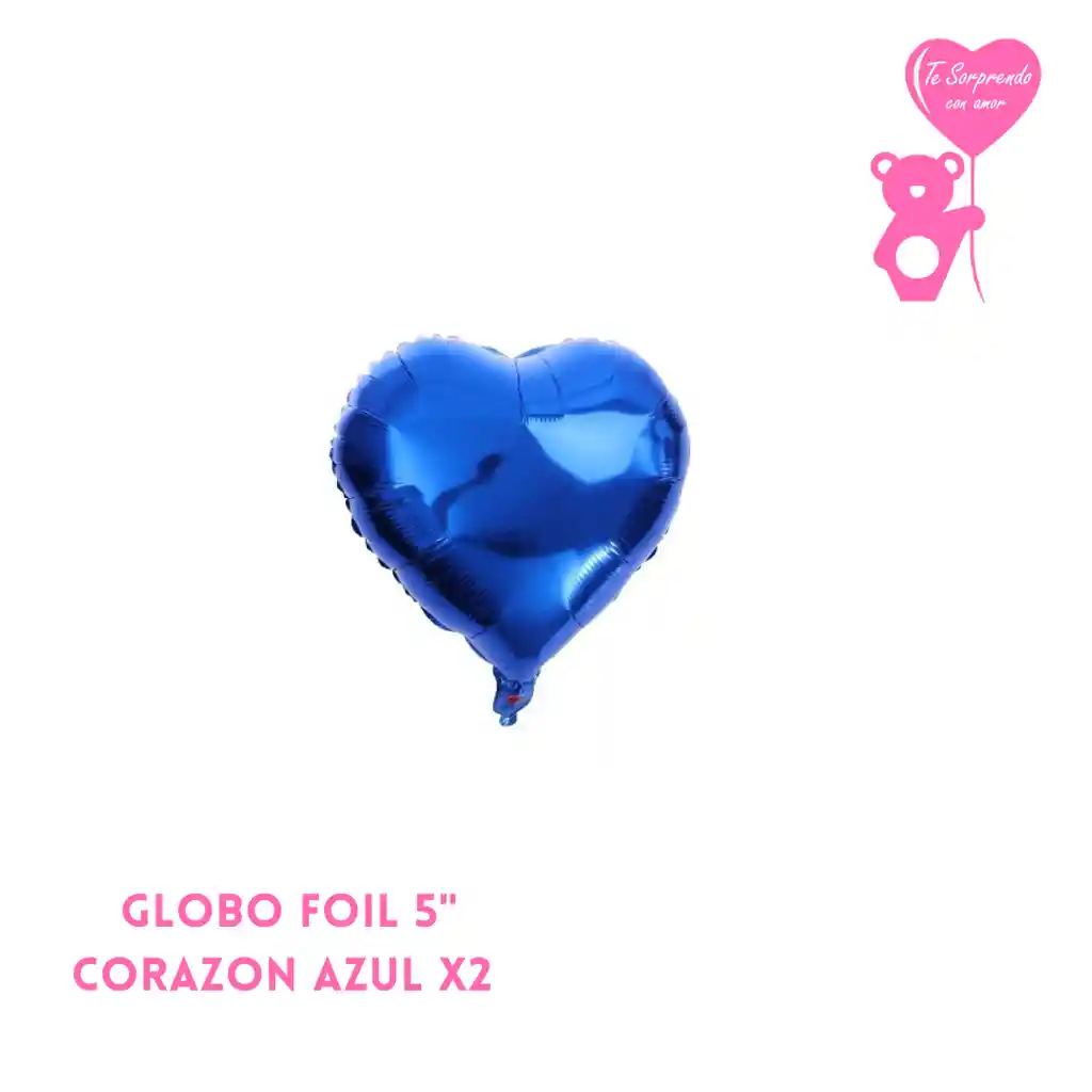 Globo Foil 5" Corazon Azul X2