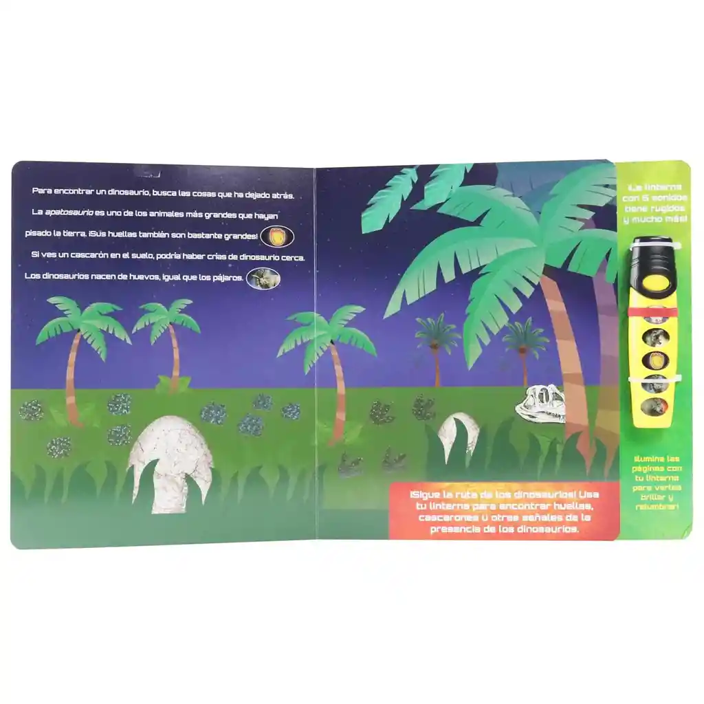 Libro Interactivo Dinosaurios Con Linterna Para Niños