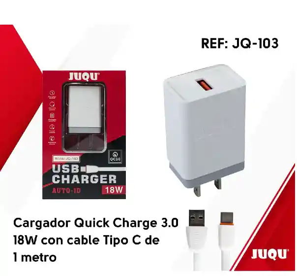 Cargador 18w Juqu Carga Rapida Tipo C