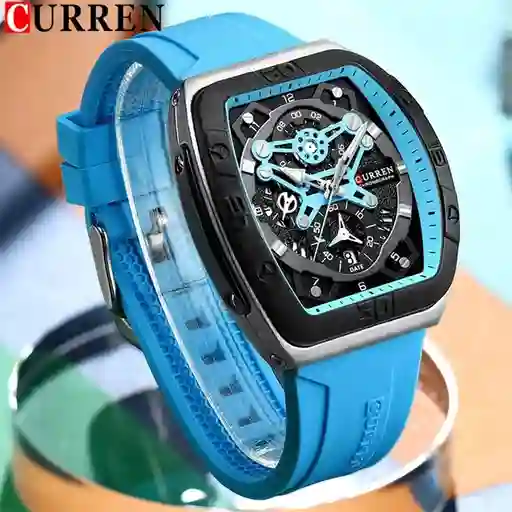 Reloj Curren 8443 Silicona Celeste