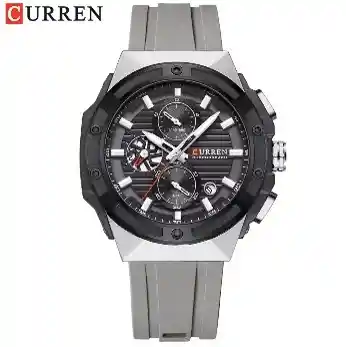 Reloj Curren 8462 Silicona Cronografos Funcionales Gris