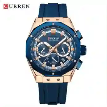 Reloj Curren 8464 Silicona Cronografos Funcionales Azul