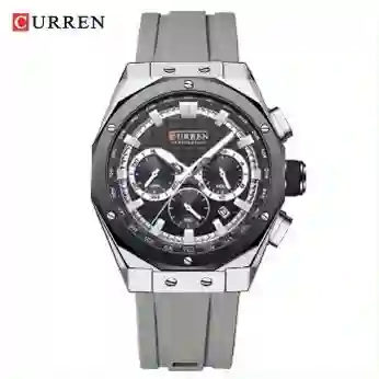 Reloj Curren 8464 Silicona Cronografos Funcionales Gris