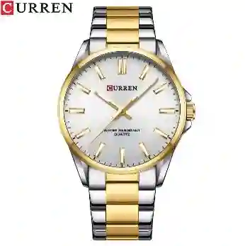 Reloj Curren 9090g Hombre Plateado Blanco