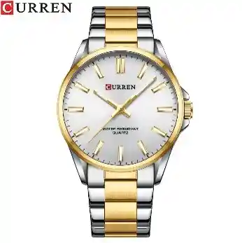 Reloj Curren 9090g Hombre Plateado Blanco