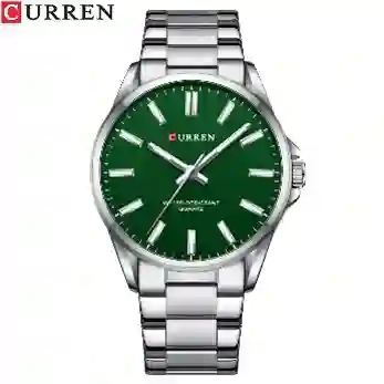 Reloj Curren 9090g Hombre Plateado Verde