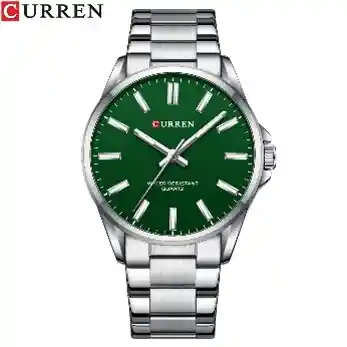 Reloj Curren 9090g Hombre Plateado Verde