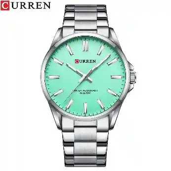 Reloj Curren 9090g Hombre Plateado Turquesa