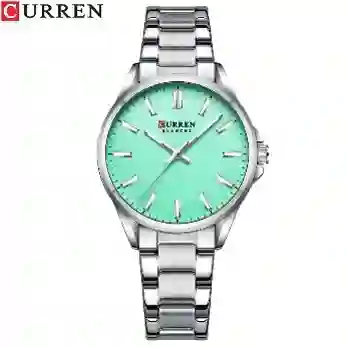 Reloj Curren 9090l Mujer Plateado Turquesa