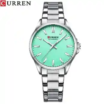 Reloj Curren 9090l Mujer Plateado Turquesa