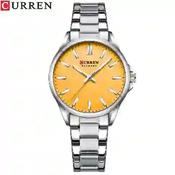 Reloj Curren 9090l Mujer Plateado Amarillo