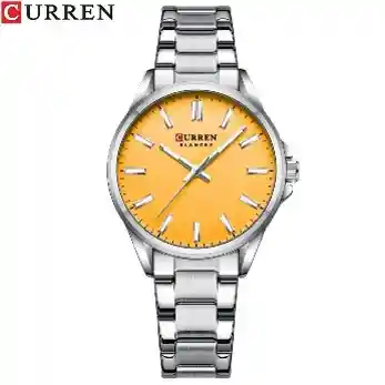 Reloj Curren 9090l Mujer Plateado Amarillo