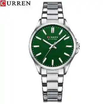 Reloj Curren 9090l Mujer Plateado Verde