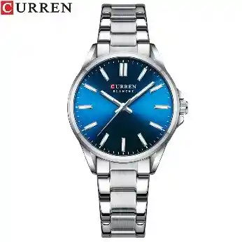 Reloj Curren 9090l Mujer Plateado Azul