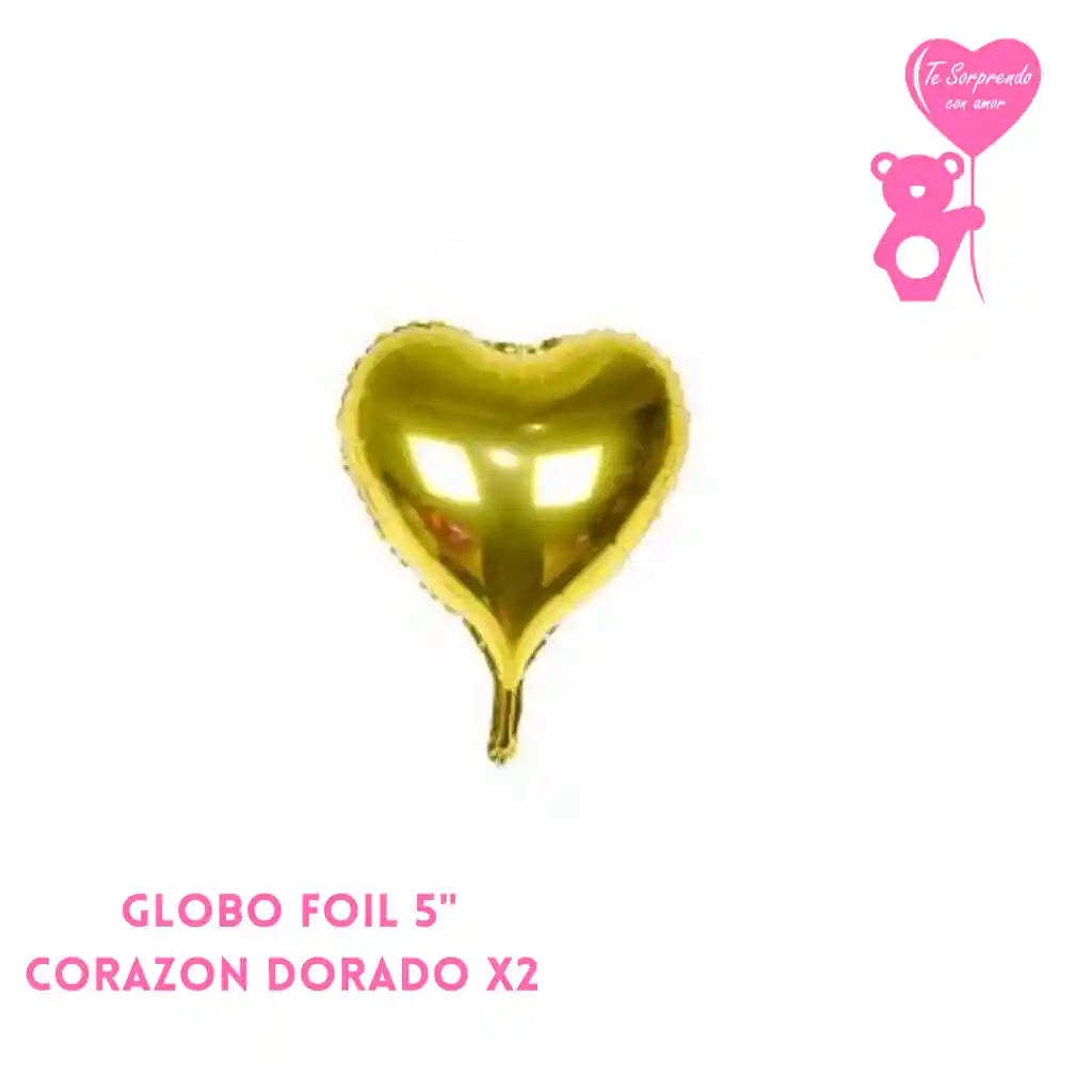 Globo Foil 5" Corazon Dorado X2